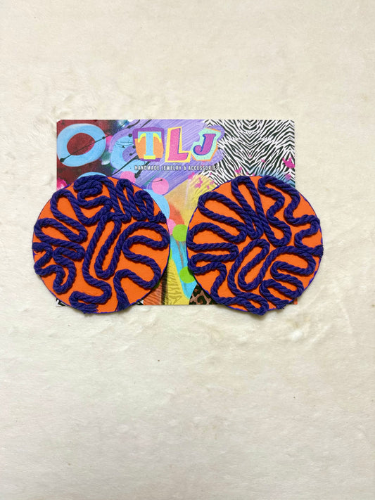 Journee Stud Earrings - -Optimal Orange 3 inch Mid Size