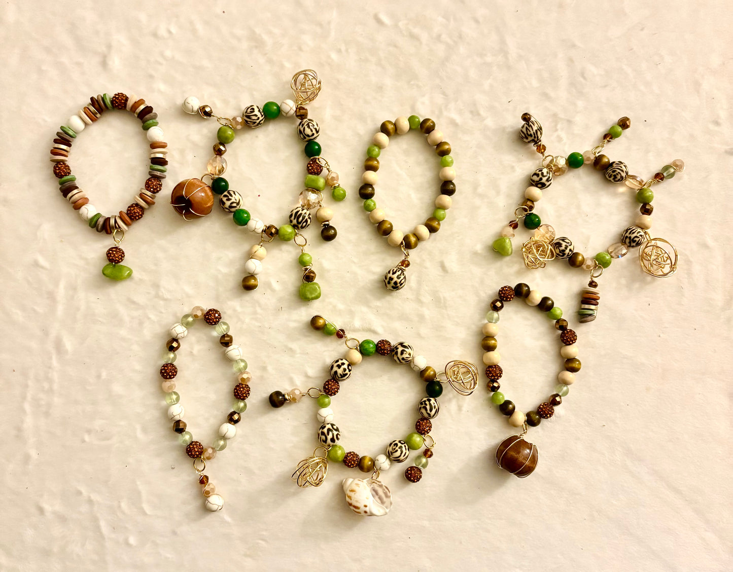 Earth MaMa Bracelet Stack of 7 |Size 7.75 Inch Stretch Bracelets