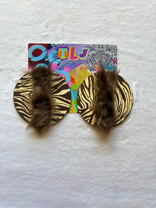 Wild Woman Stud Earrings 3.5 Inches- Chocolate& Cream