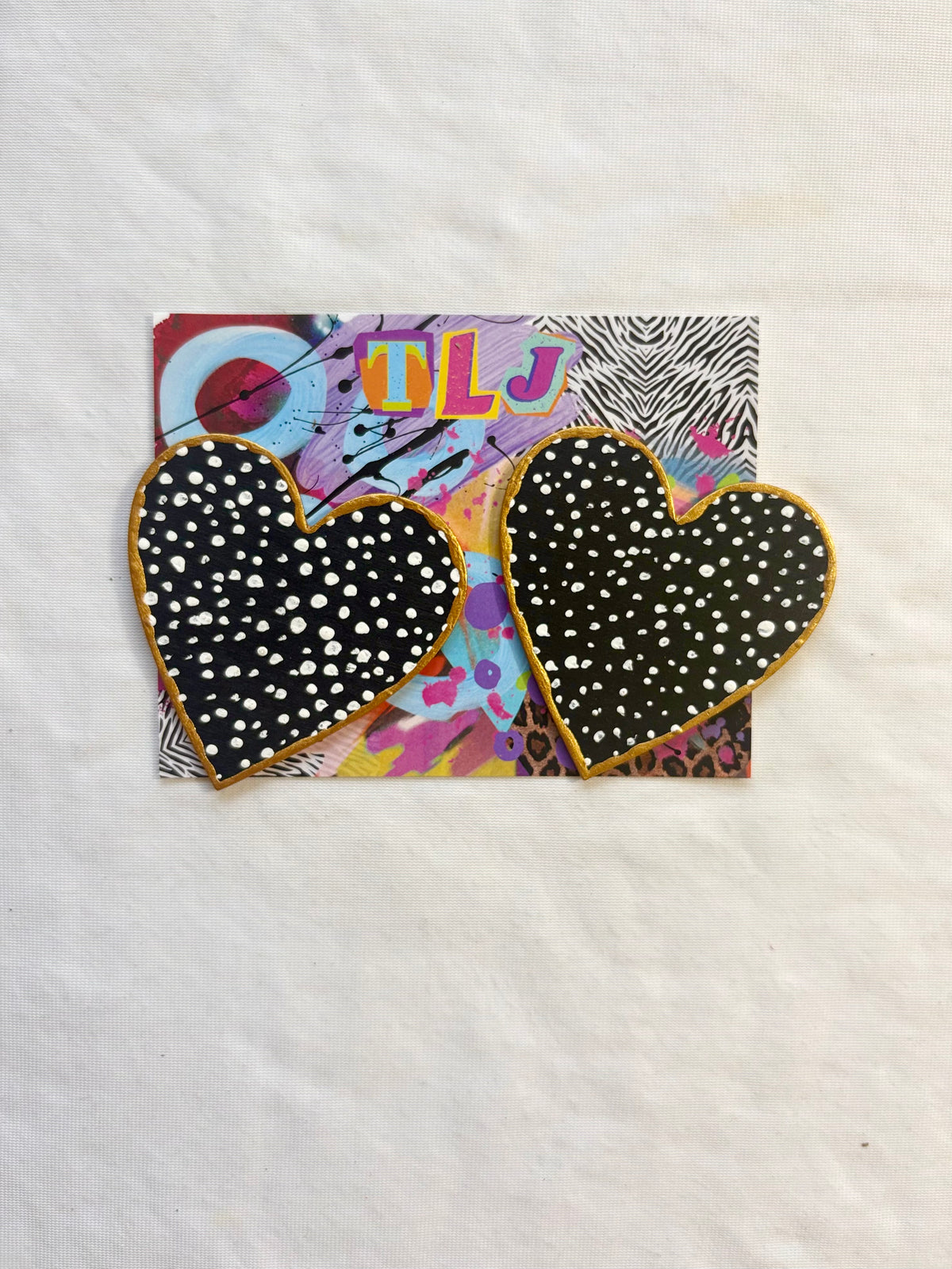 Polka Dot Heart Stud Earrings