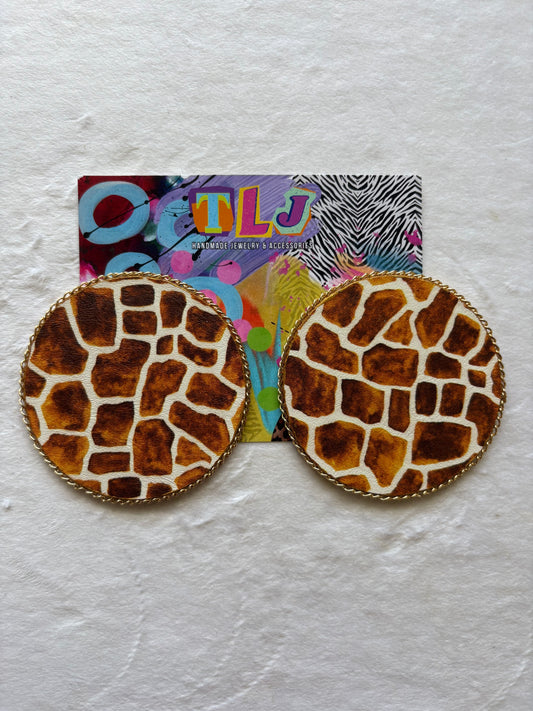 Graceful Giraffe Statement Stud Earrings 3.5 Inches