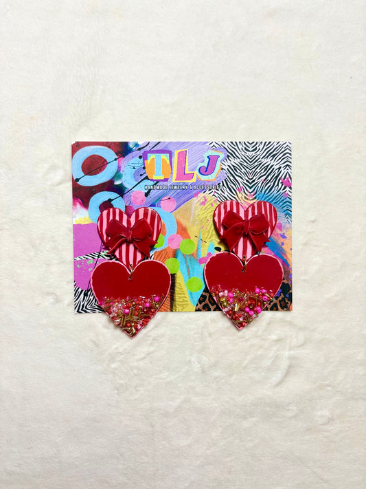 Amora Dangle Earrings- Romantic Red