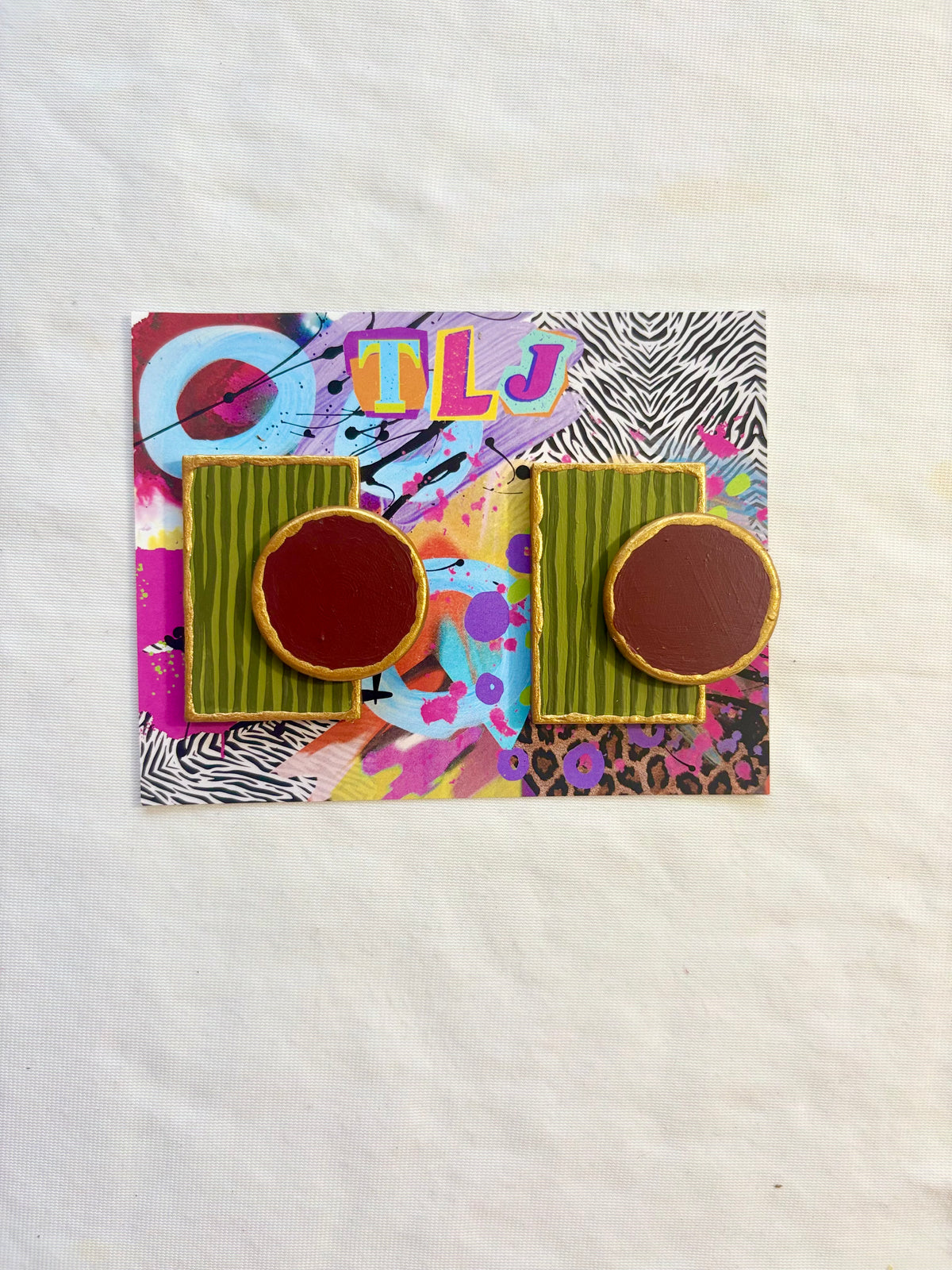Ashlyn Stud Earring - Burgundy & Olive Green
