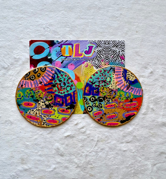 Abstract Artistry Canvas Studs Earrings- Only 1 Pair Made