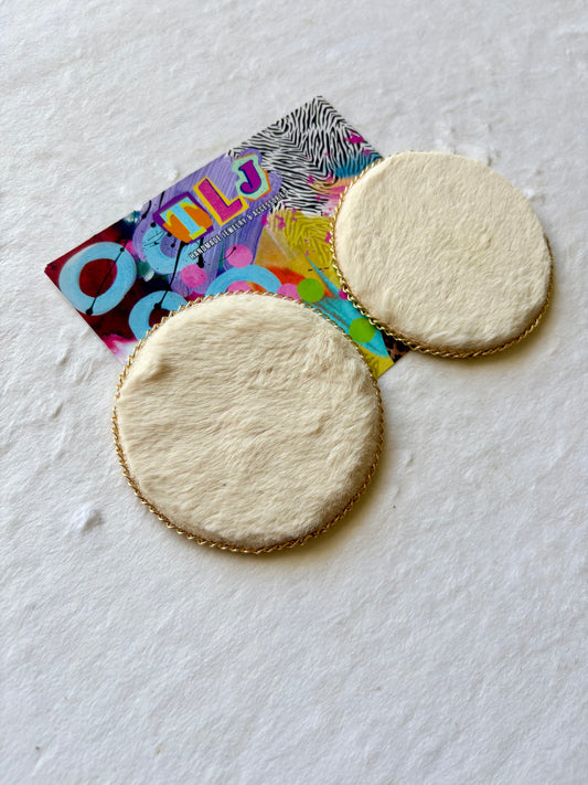 Luxurious Life Statement Stud Earrings 3.5 Inches- Off White