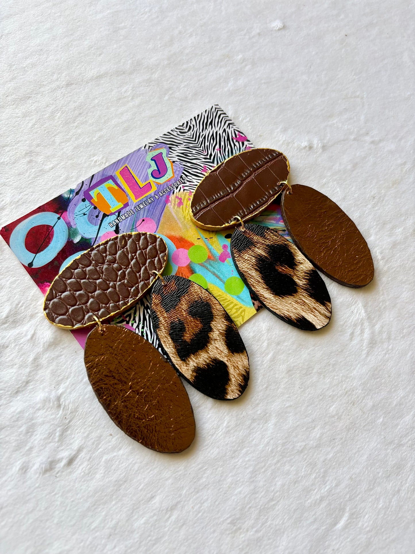 Trinity Stud Earrings MTO - Leopard & Crocodile