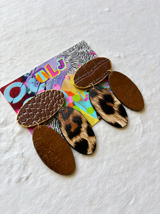 Trinity Stud Earrings MTO - Leopard & Crocodile