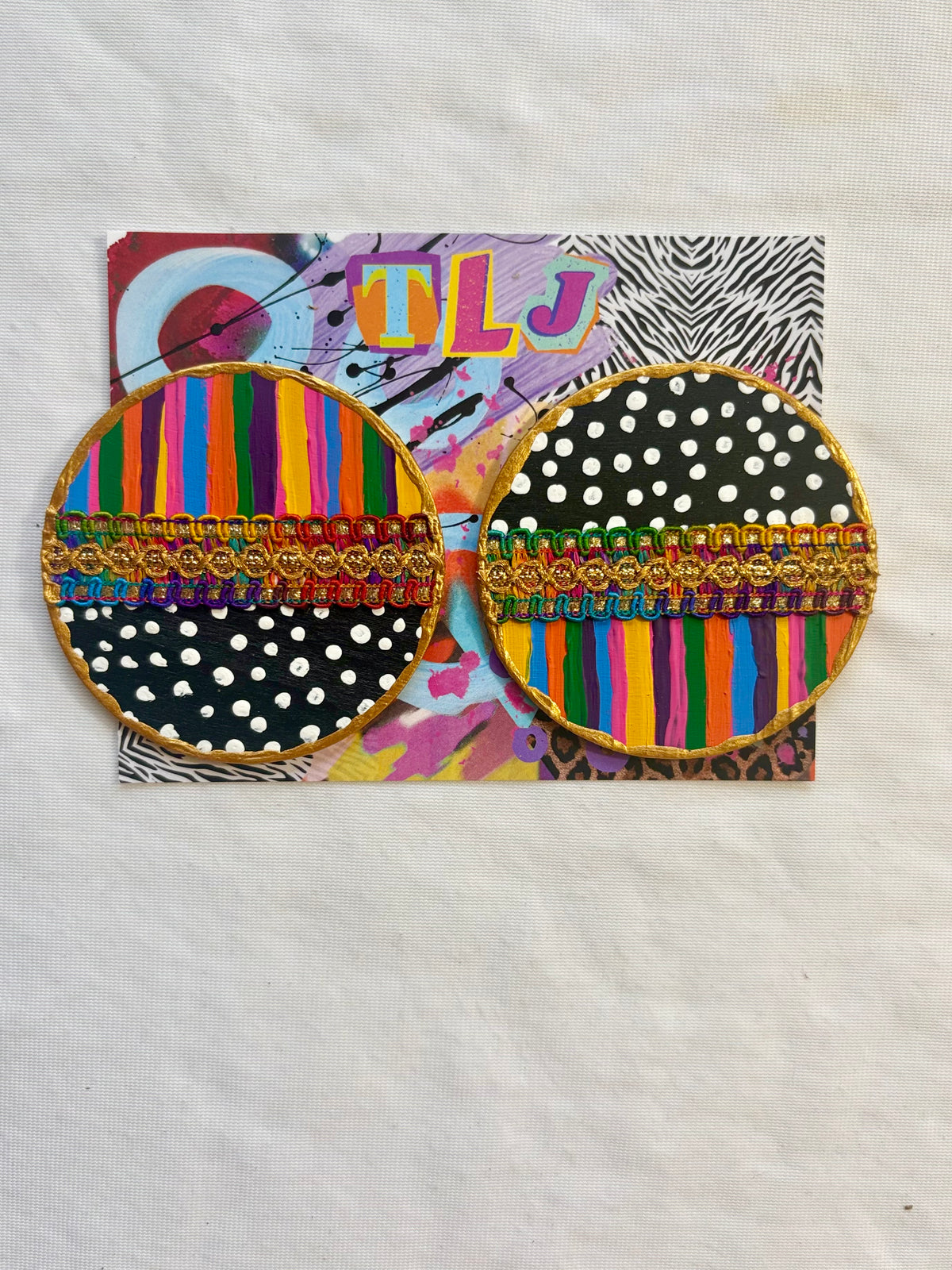 Carnival Canvas Stud Earrings - 3 Inches