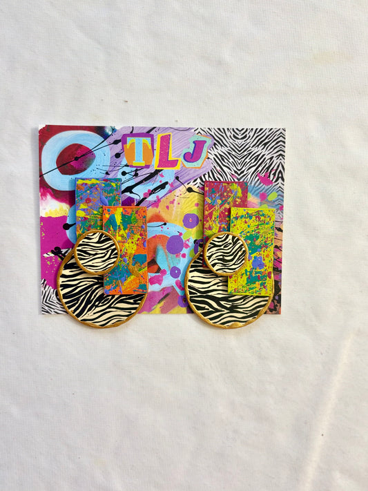 Safari Carnival Art Deco Stud Earrings