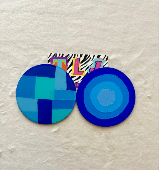 Denise Denim Patchwork Earrings-3.5 Inches