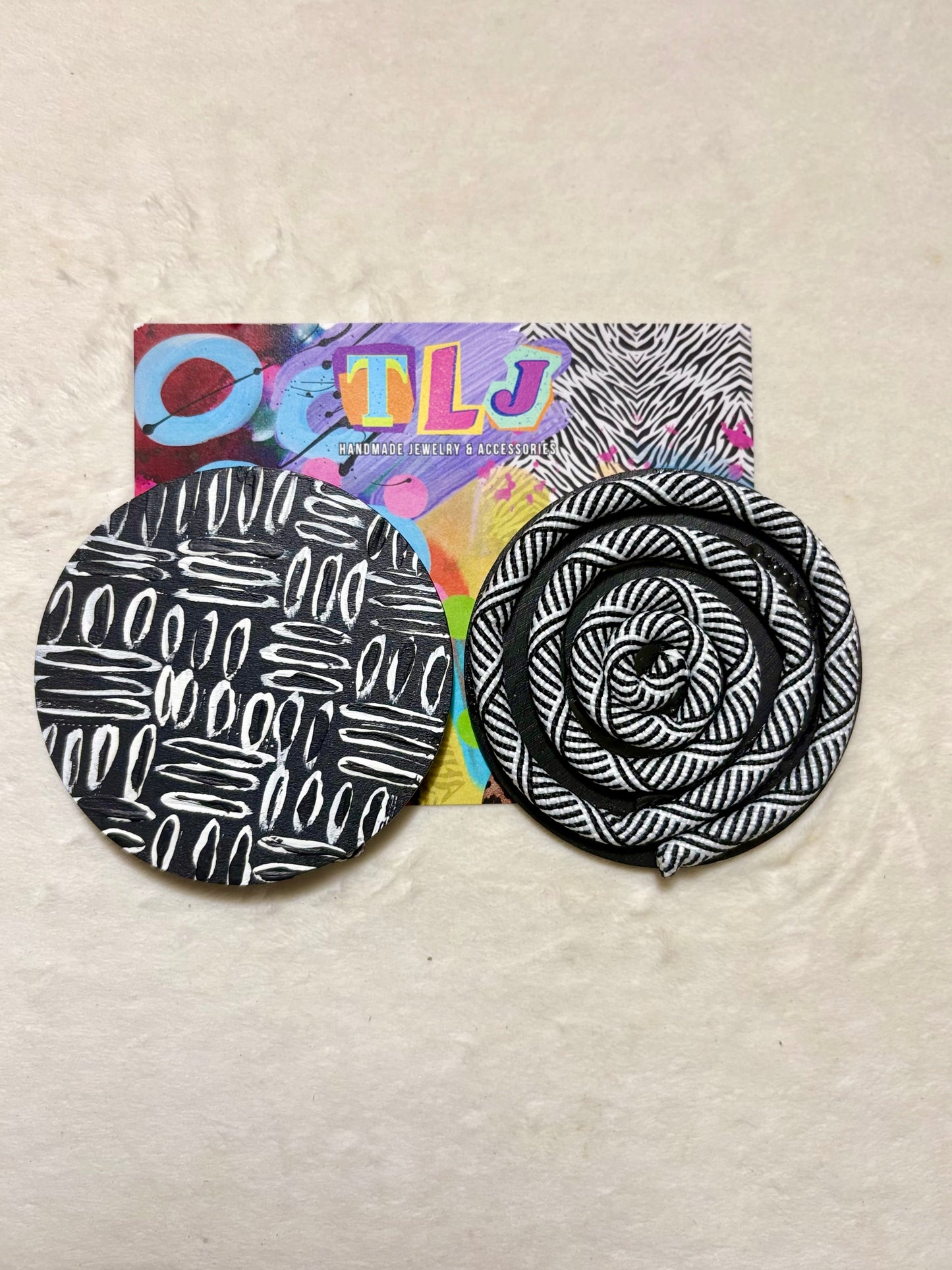 Cinnamon Stud Earrings -Bold Black 3.5 inches *Prototype Markdown