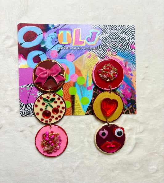 Amor Dangle Earrings- Romantic Red