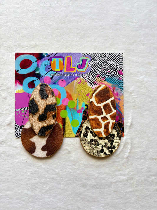 Tanya Stud Earrings- Mixed Print