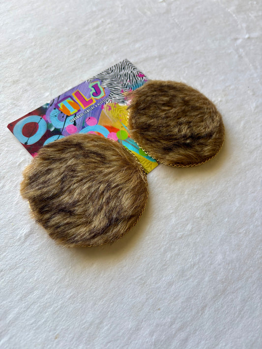 Luxurious Life Statement Stud Earrings 3.5 Inches- Mixed Brown