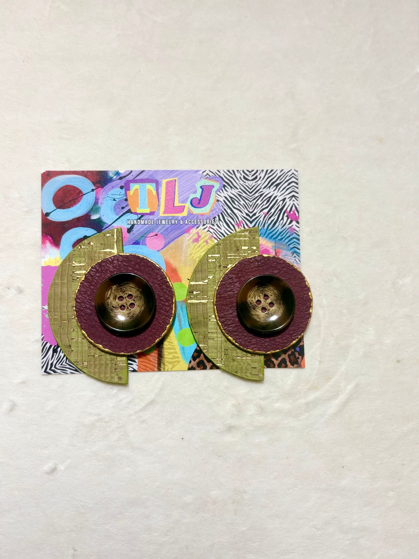 Christina- Olive Cork Stud Earrings
