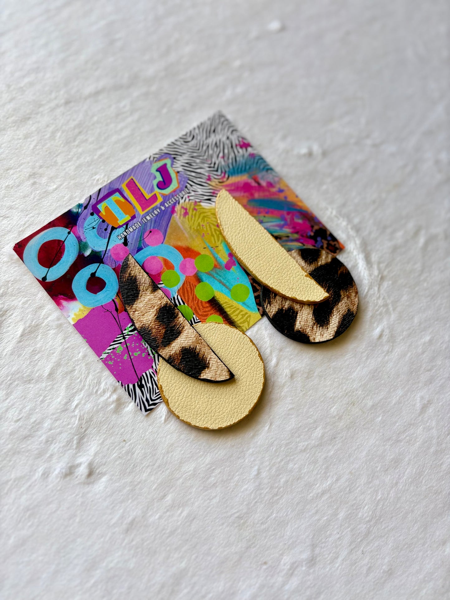 Patricia Stud Earrings - Leopard & Cream