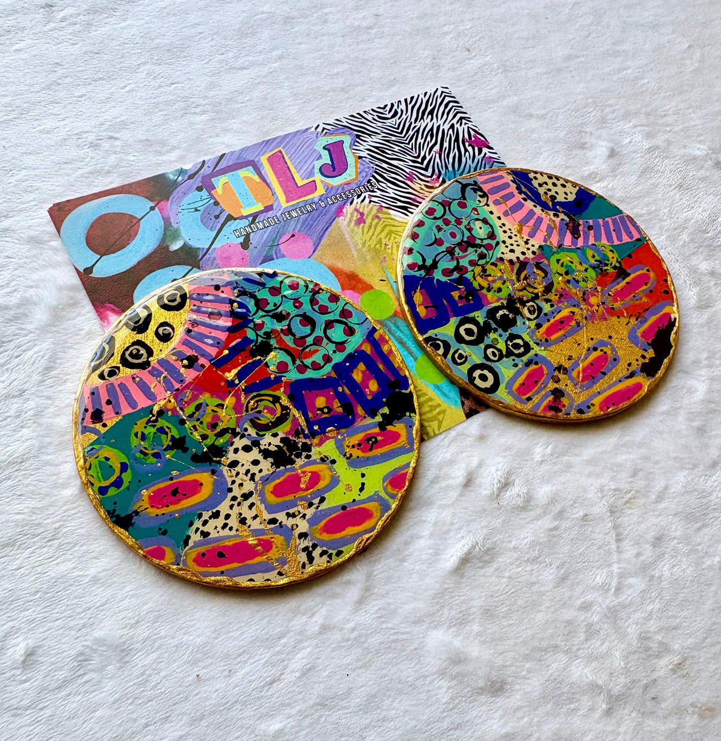 Abstract Artistry Canvas Studs Earrings- Only 1 Pair Made
