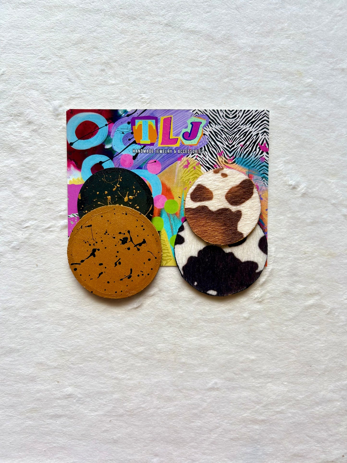 Nicole Stud Earrings- Cow Print