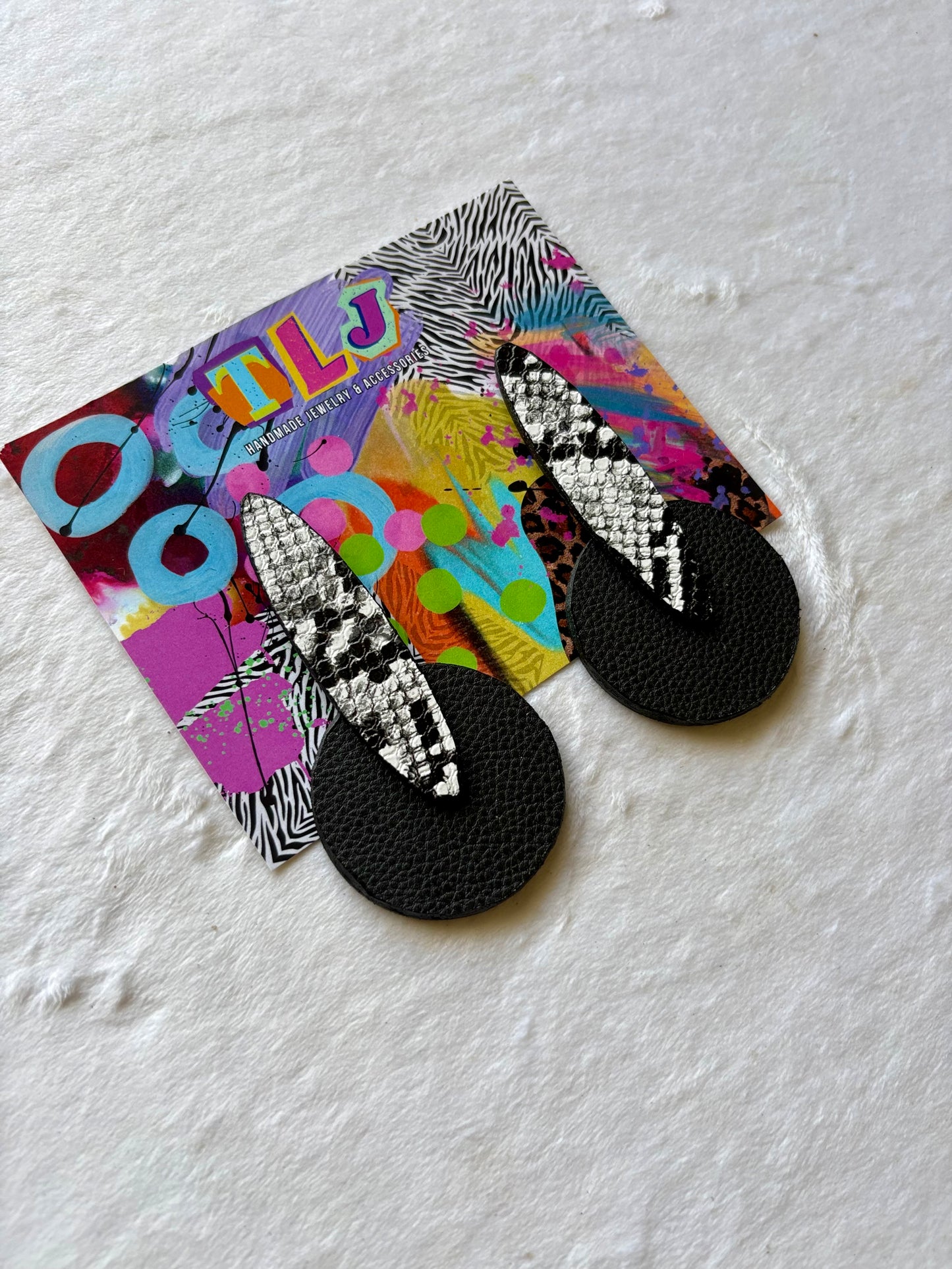 Ebony Stud Earrings - Python & Black