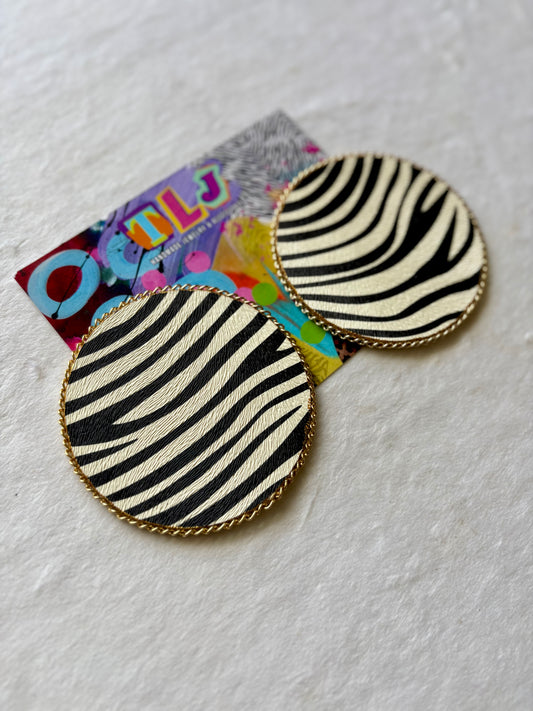 Zion Zebra Statement Stud Earrings 3.5 Inches