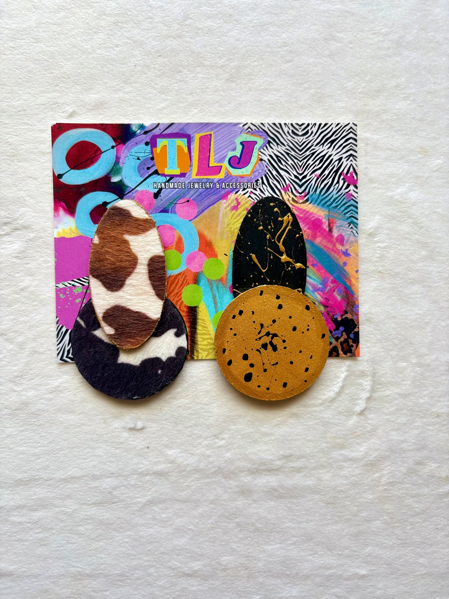 Tanya Stud Earrings- Cow Print