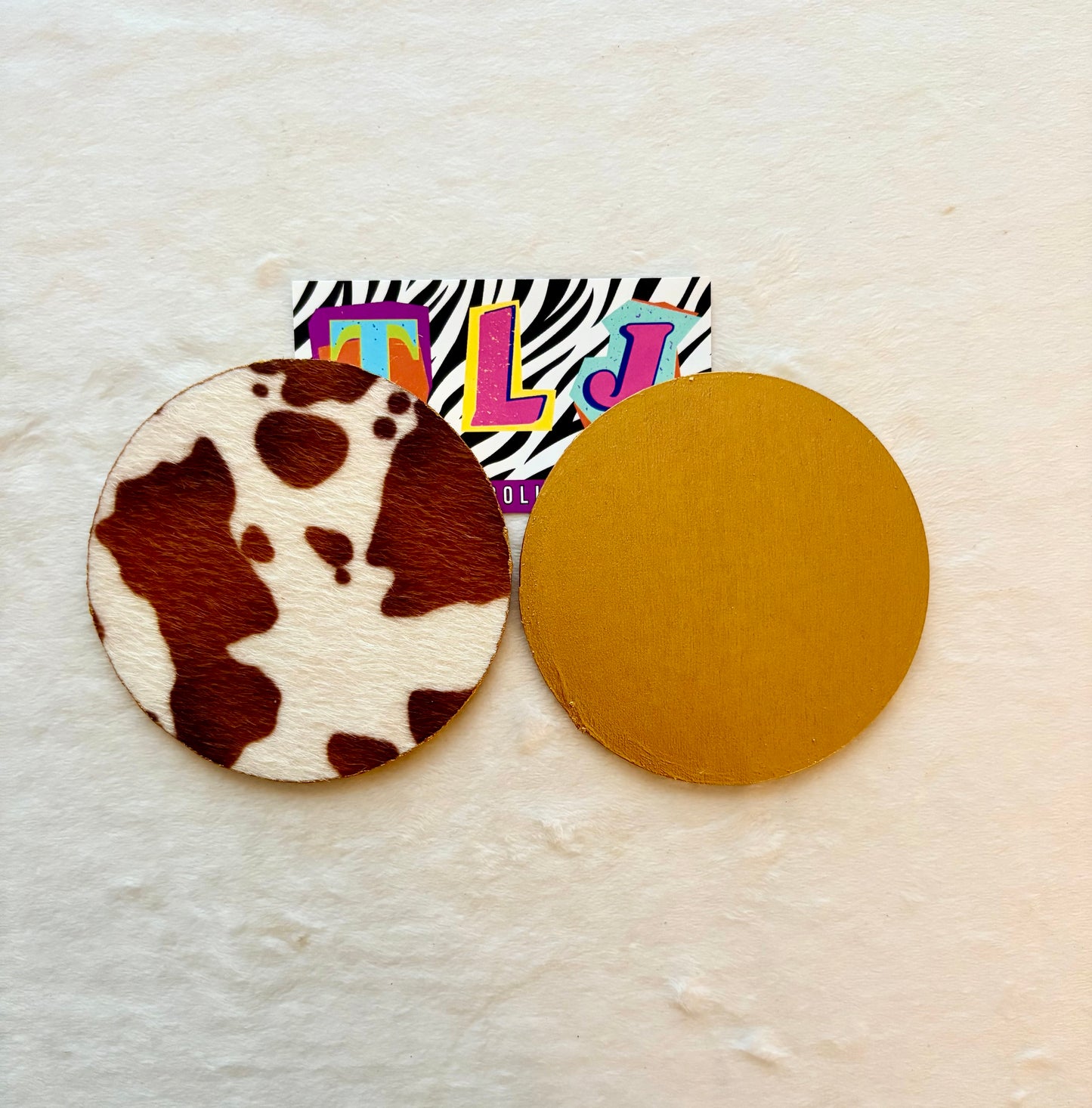Brown Cow Print Studs - 3.5 Inches