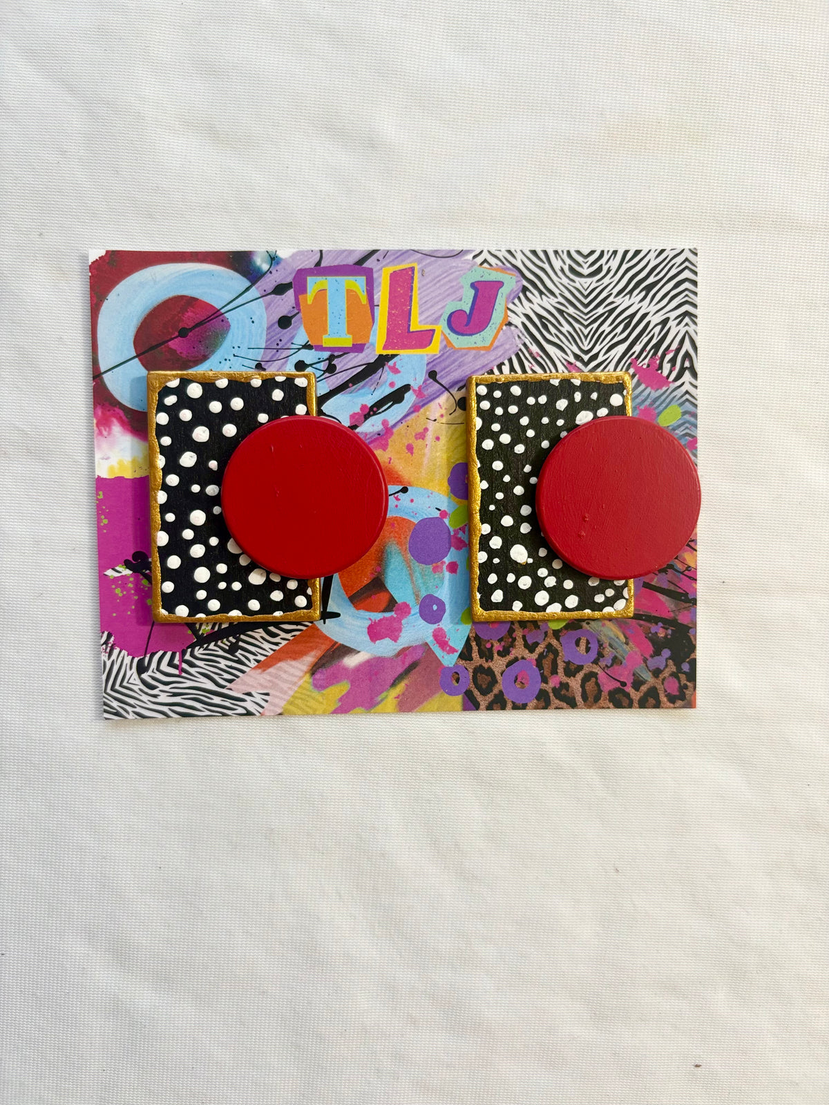 Ashlyn Stud Earring - Red & Black