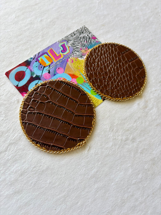 CoCoa Crocodile Statement Stud Earrings 3.5 Inches