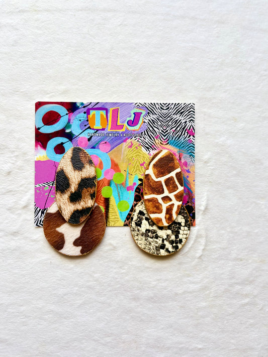 Tanya Stud Earrings- Mixed Print