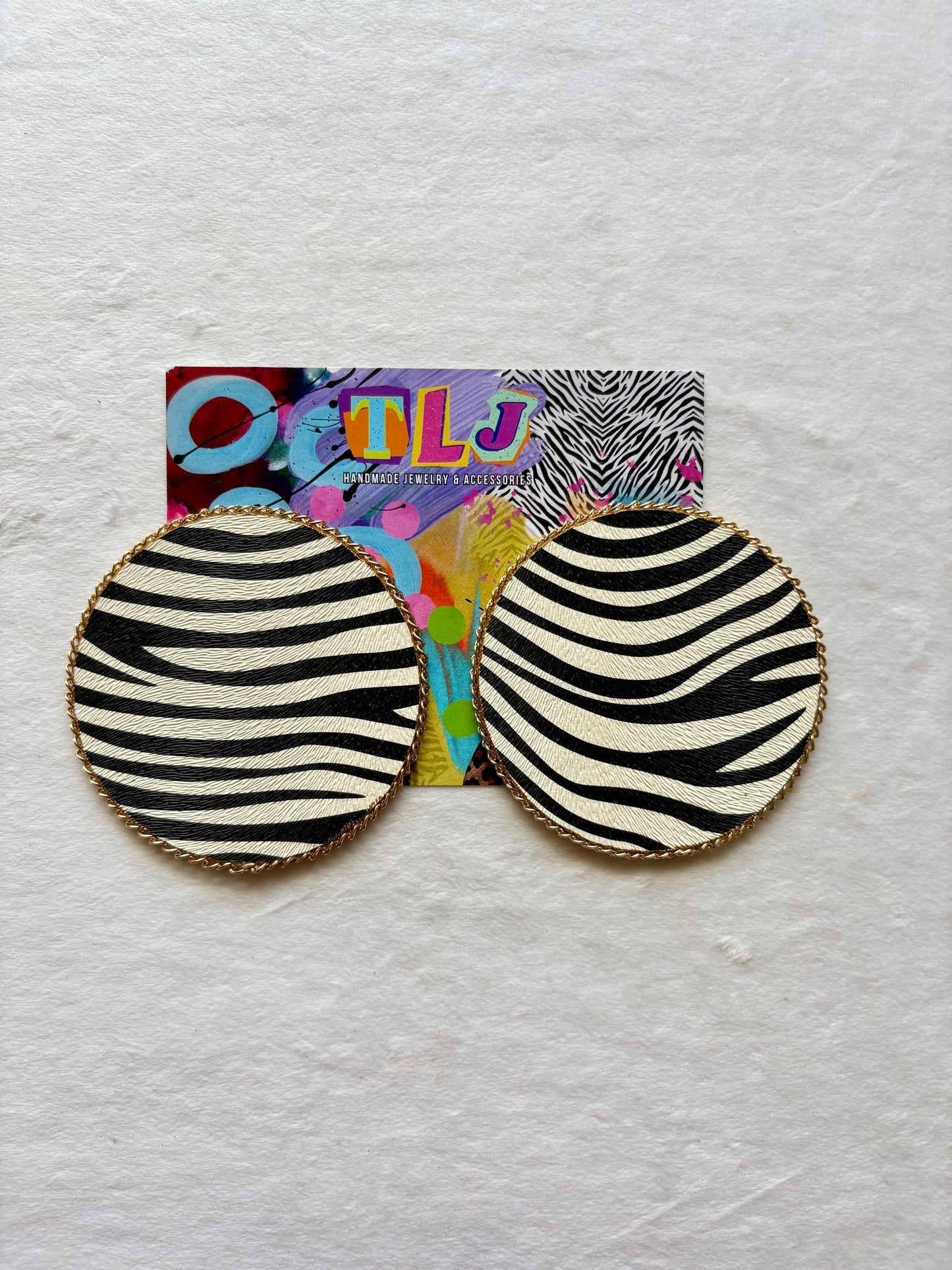 Zion Zebra Statement Stud Earrings 3.5 Inches