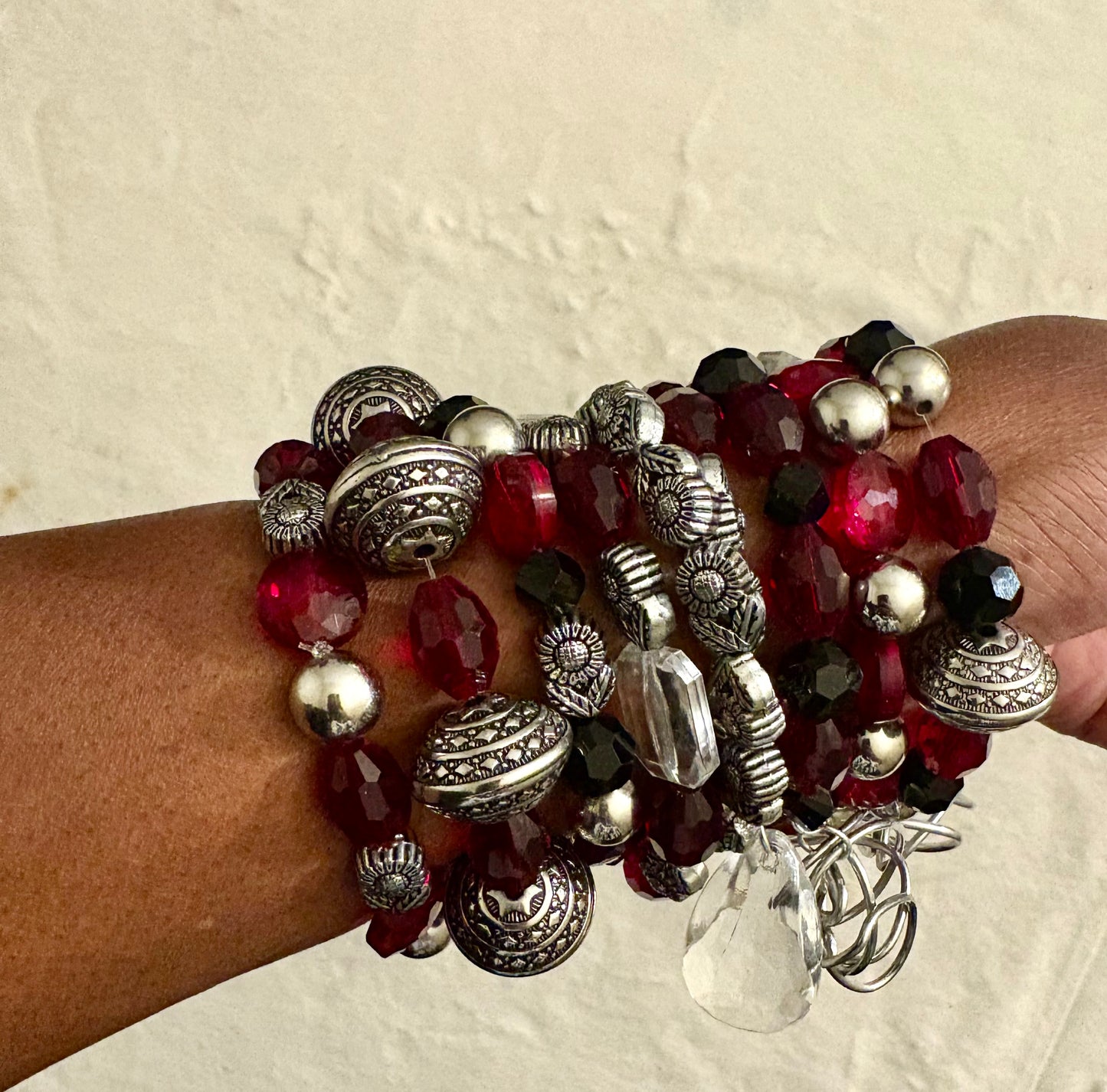 Merlot Bracelet Stack of 9 |Size 7.75 Inch Stretch Bracelets
