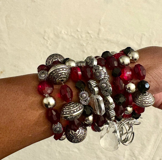 Merlot Bracelet Stack of 9 |Size 7.75 Inch Stretch Bracelets