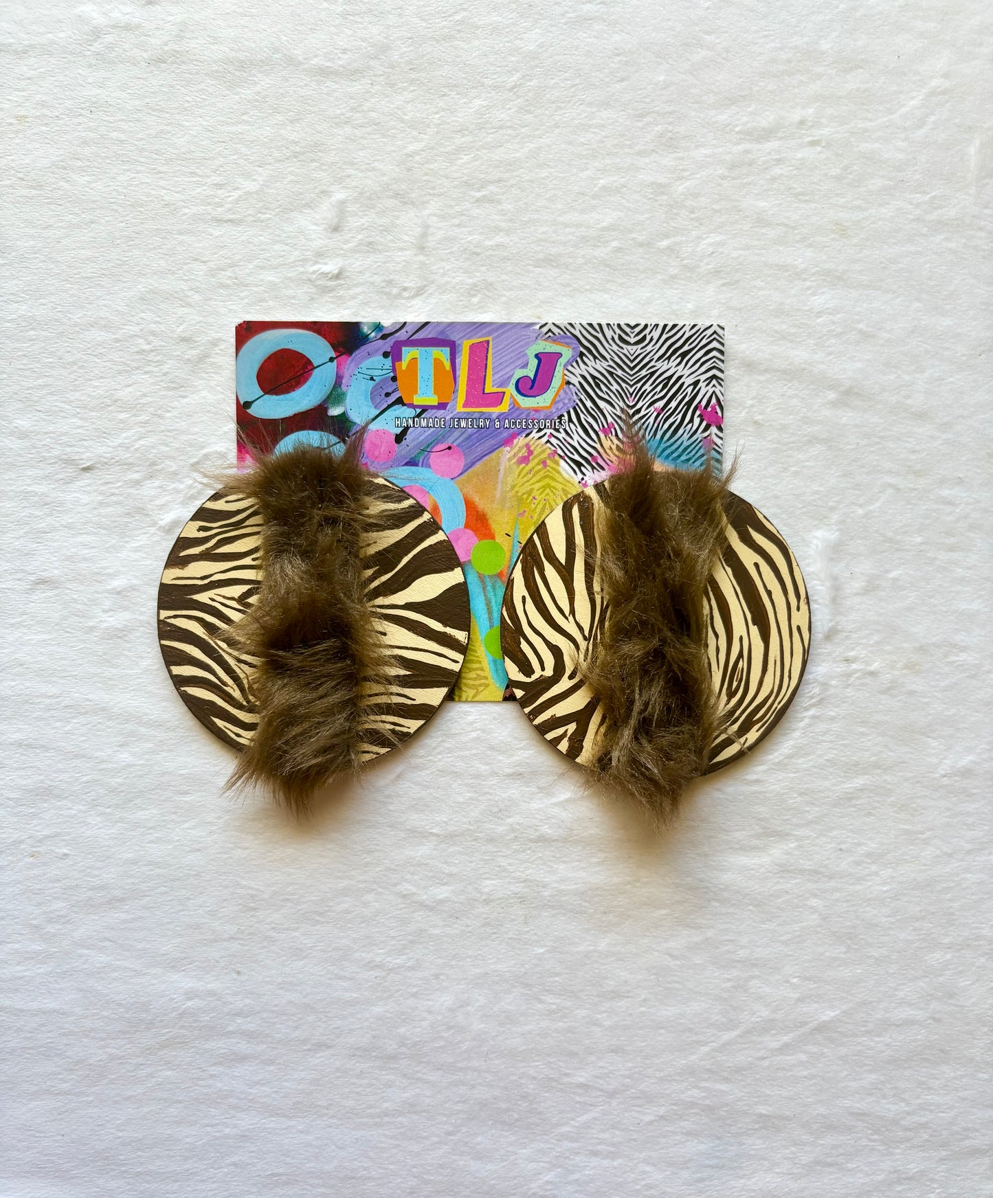 Wild Woman Stud Earrings 3.5 Inches- Chocolate& Cream