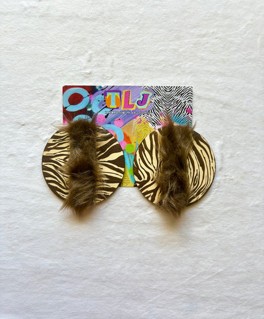 Wild Woman Stud Earrings 3.5 Inches- Chocolate& Cream