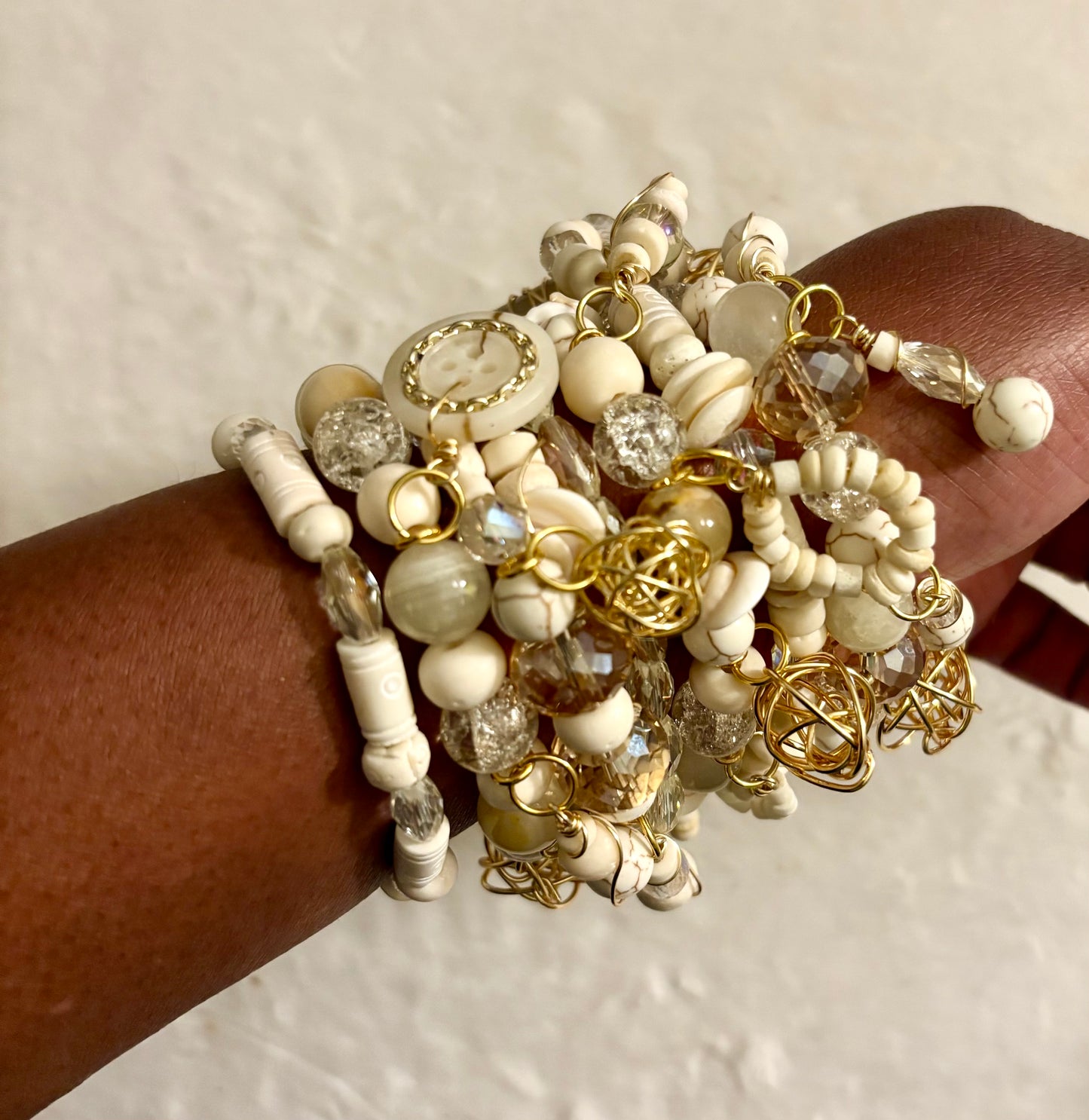 Crème De La Crème Bracelet Stack of 7 |Size 7.75 Inch Stretch Bracelets