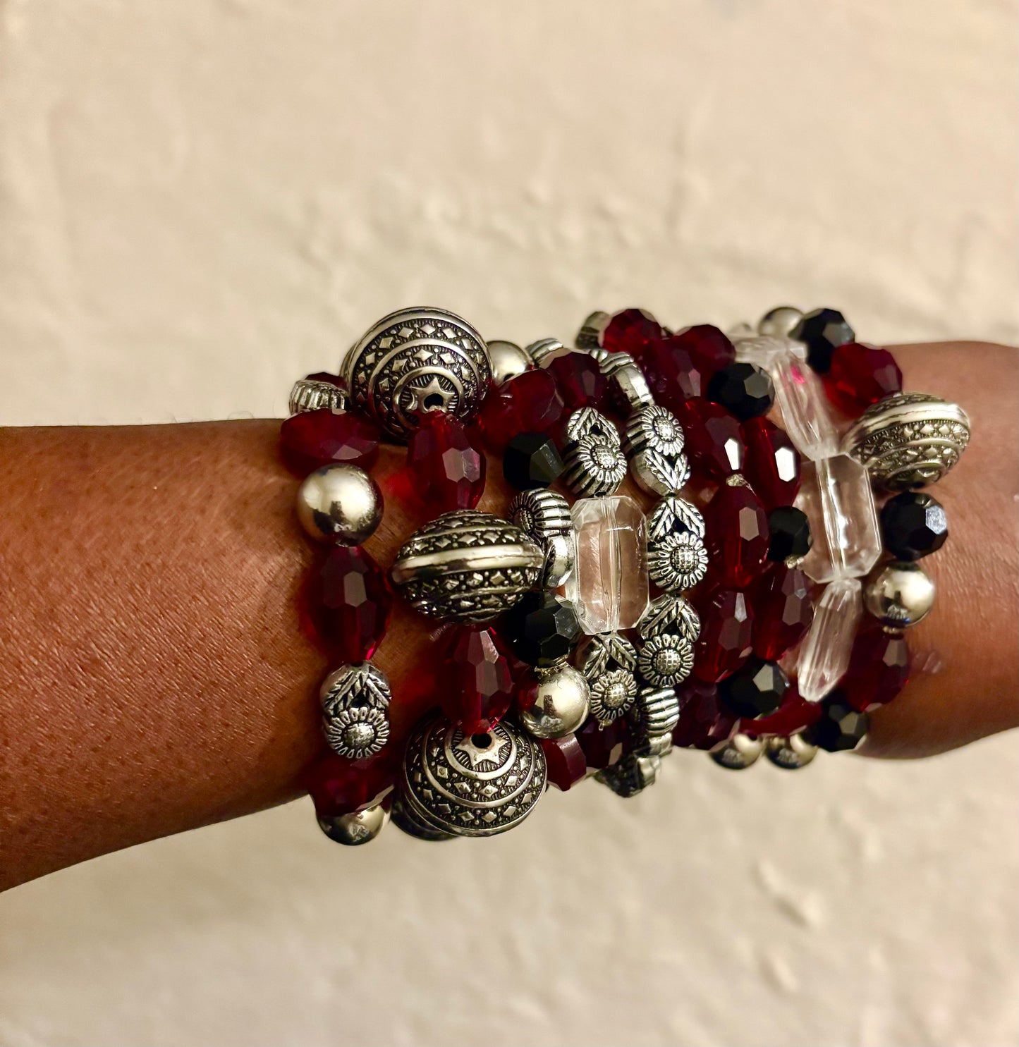 Merlot Bracelet Stack of 9 |Size 7.75 Inch Stretch Bracelets