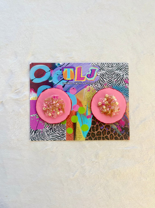 Candied Stud Earrings- Pink