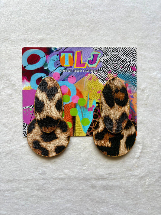 Tanya Stud Earrings- Leopard Print