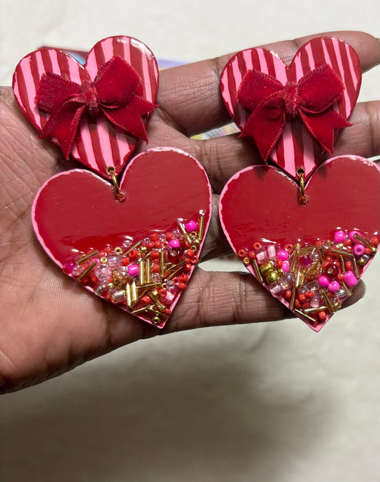 Amora Dangle Earrings- Romantic Red