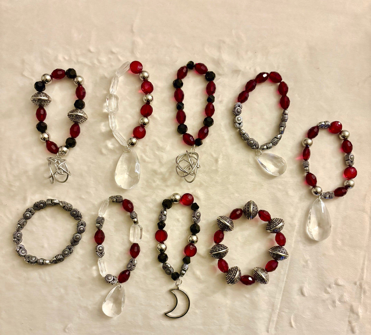 Merlot Bracelet Stack of 9 |Size 7.75 Inch Stretch Bracelets