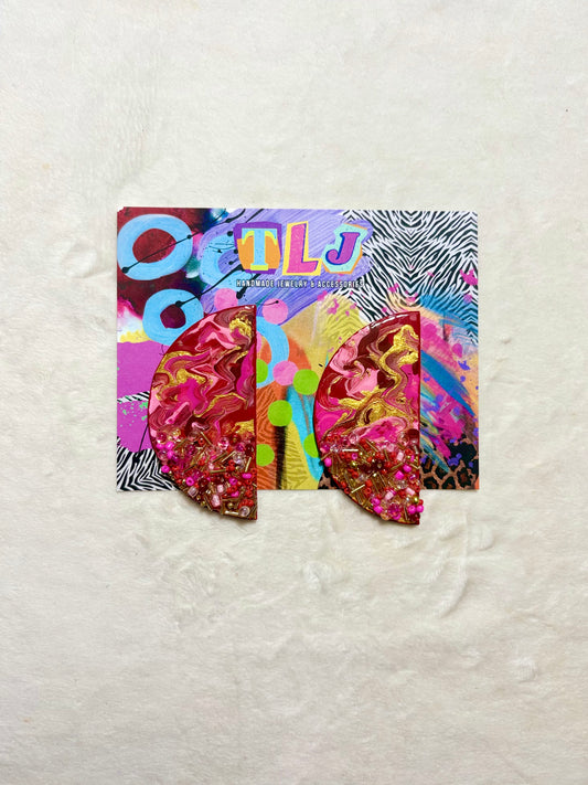 Candied Apple Half Stud Earrings- Romantic Rouge