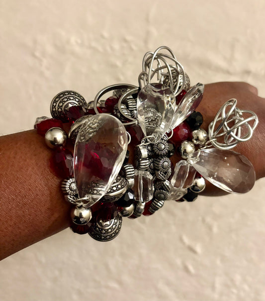 Merlot Bracelet Stack of 9 |Size 7.75 Inch Stretch Bracelets