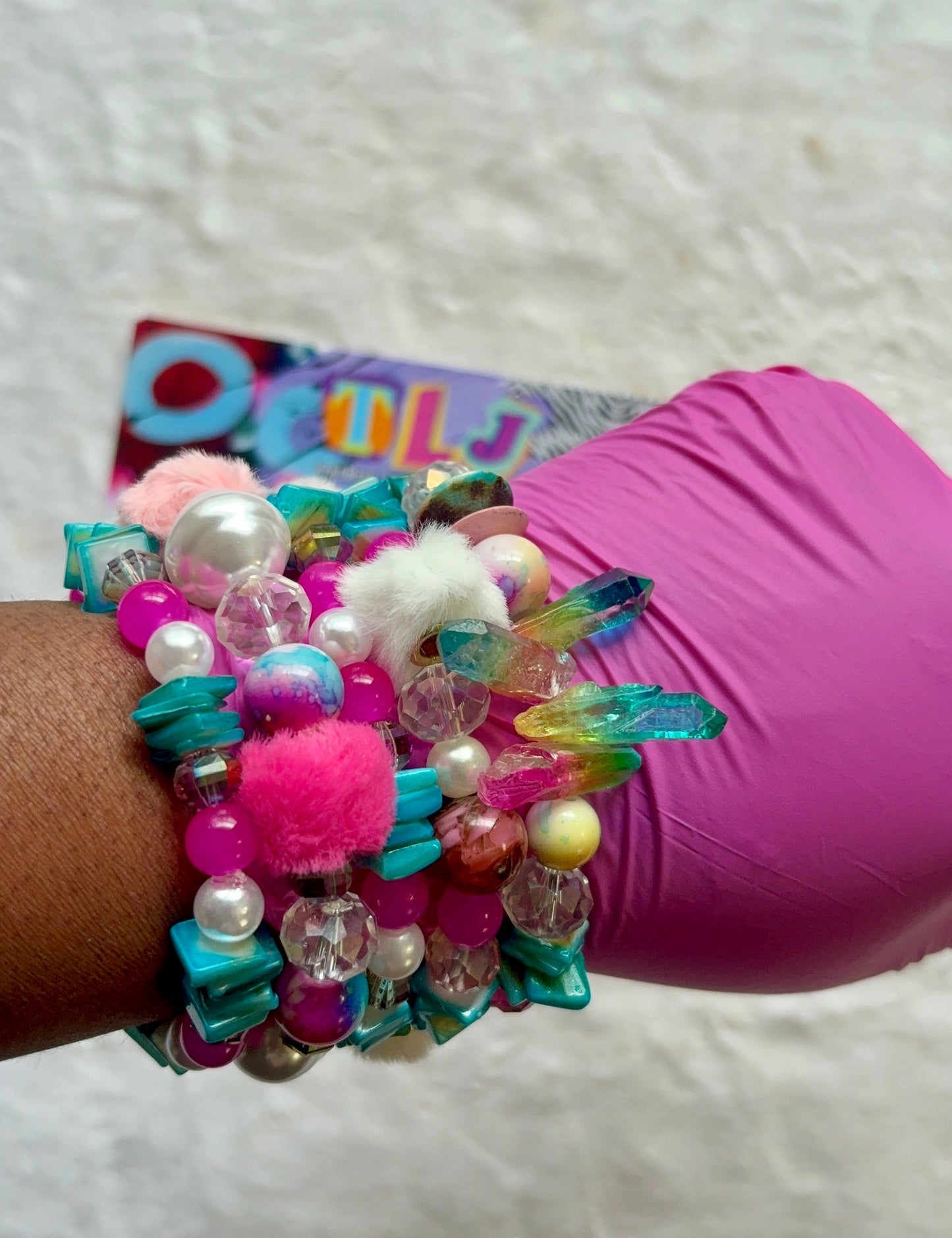 Y2K Bracelet Stack Set of 5 & Earrings | Size 7.75 Inch Stretch Bracelets