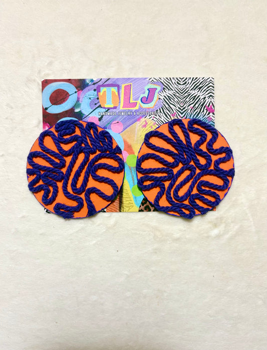 Journee Stud Earrings - -Optimal Orange 3 inch Mid Size