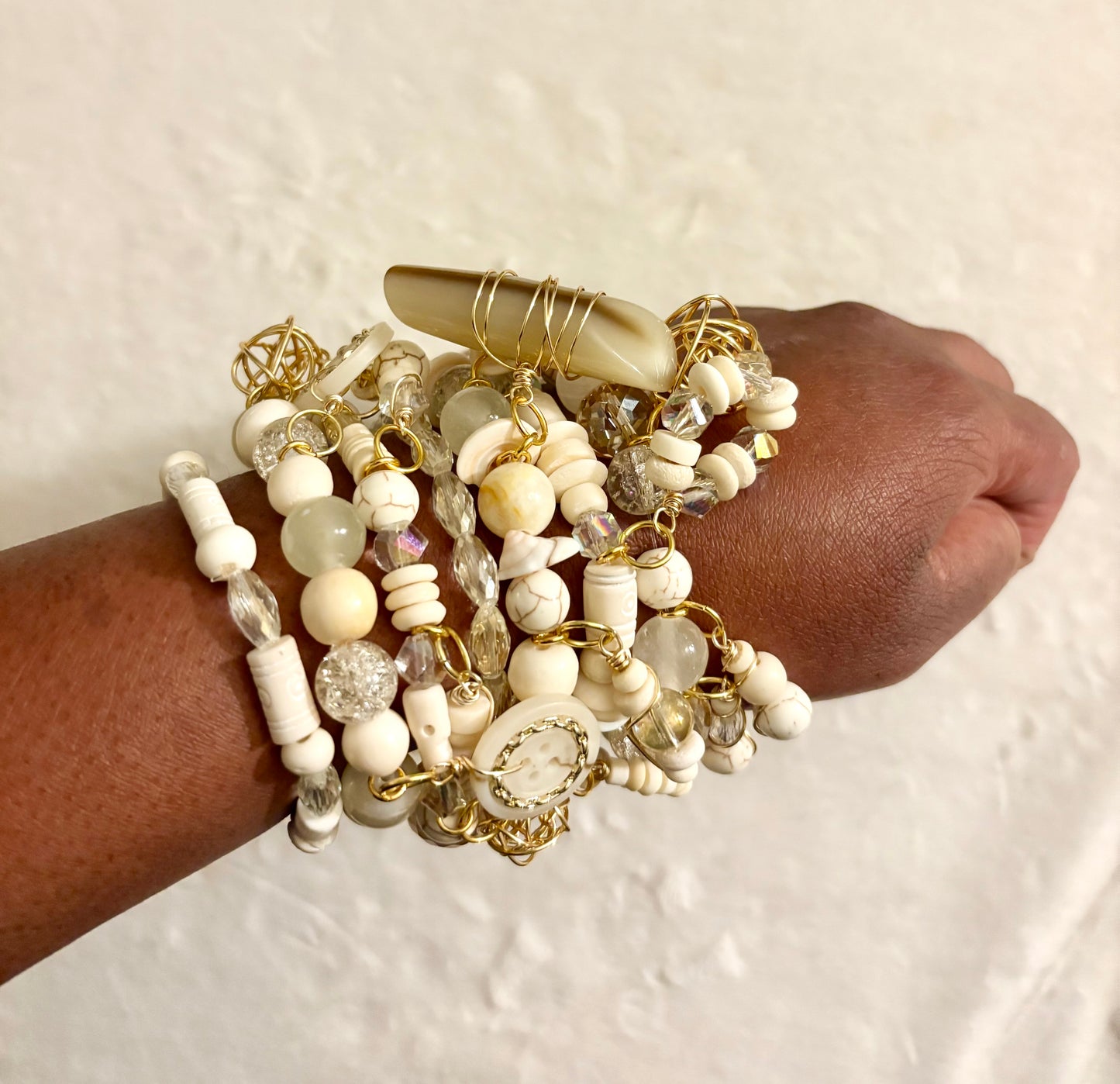 Crème De La Crème Bracelet Stack of 7 |Size 7.75 Inch Stretch Bracelets