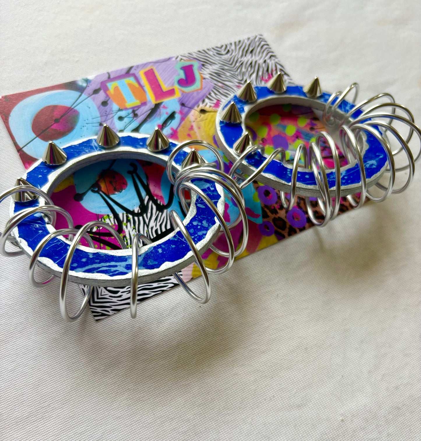 Luna Hoops Stud Earrings - Lapiz Blue