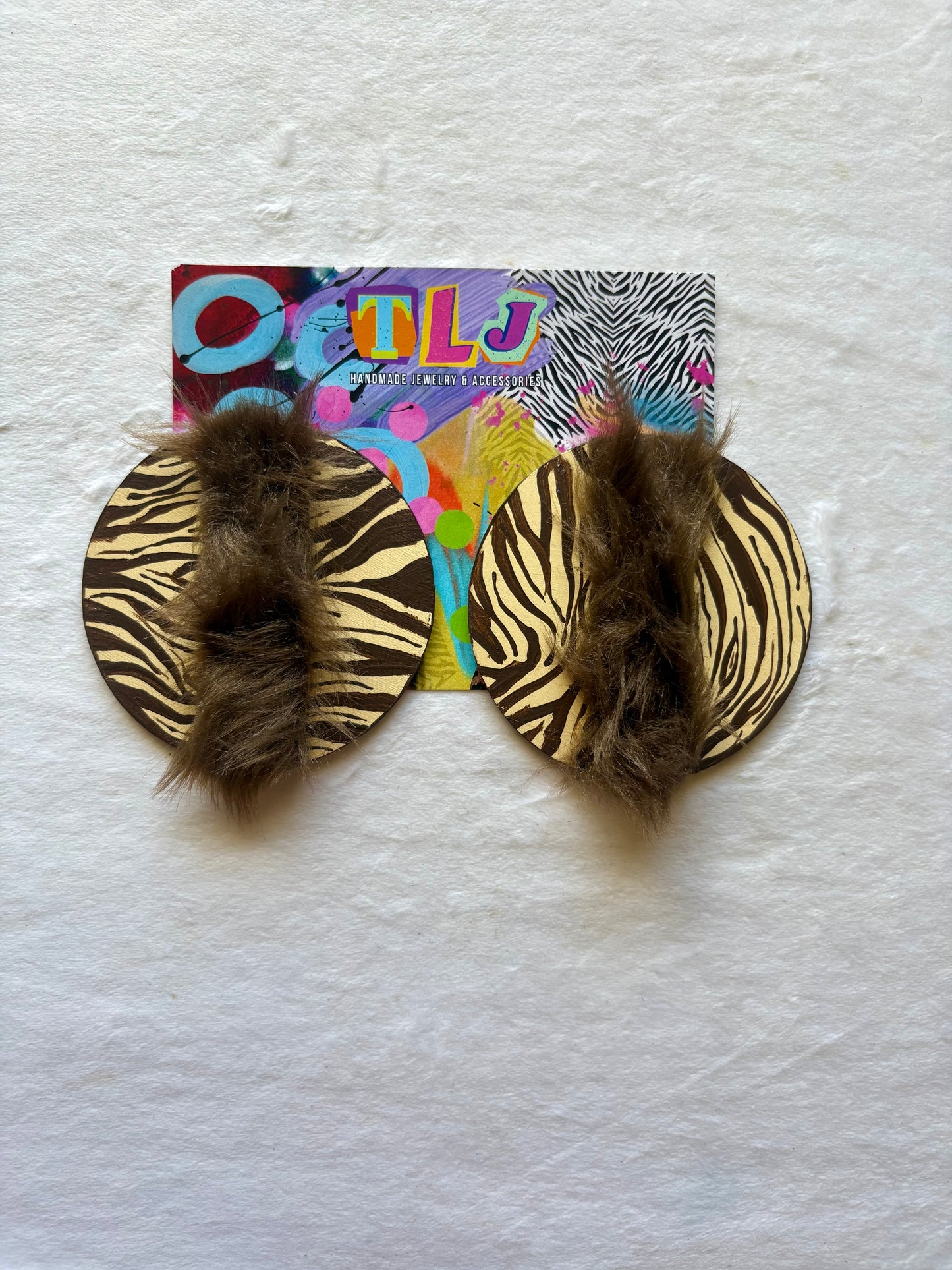 Wild Woman Stud Earrings 3.5 Inches- Chocolate& Cream