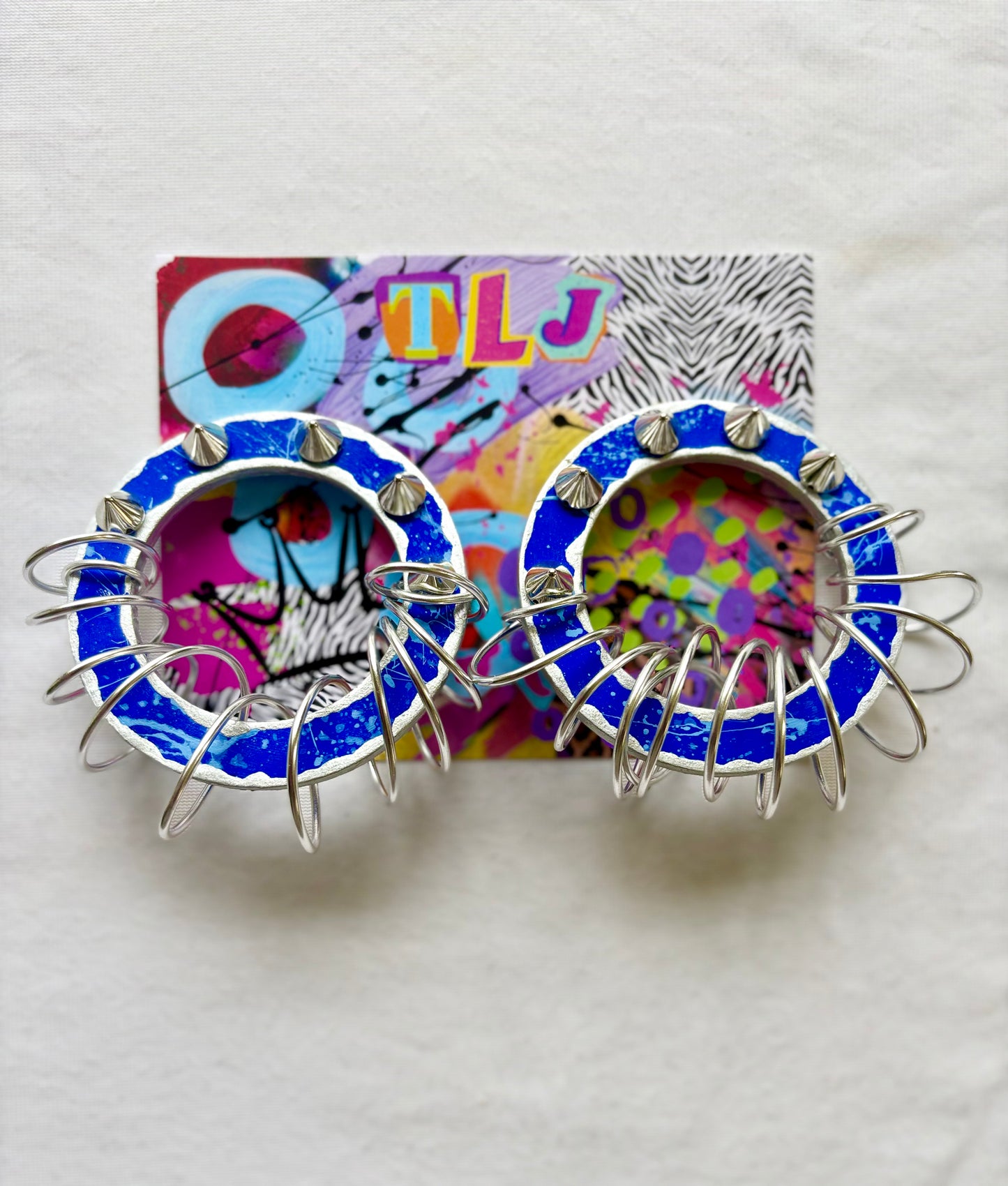 Luna Hoops Stud Earrings - Lapiz Blue