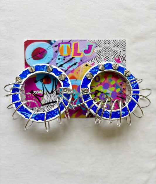 Luna Hoops Stud Earrings - Lapiz Blue