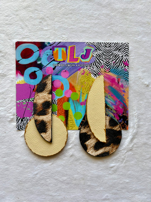 Patricia Stud Earrings - Leopard & Cream